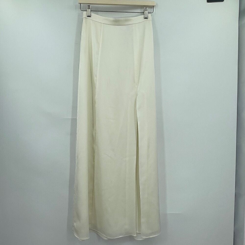 Fame and Partners Cream Lined Long Casual Side Slit Maxi Skirt Size 2